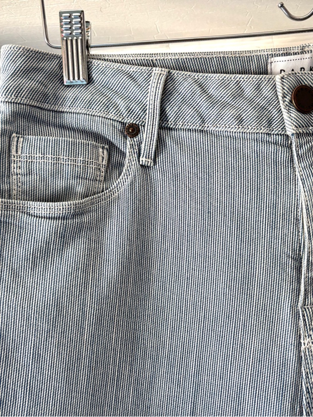 Parker Smith Railroad Striped Pinstripe Wide Leg Jeans Size 30 EU 10 US - Picture 4 of 15